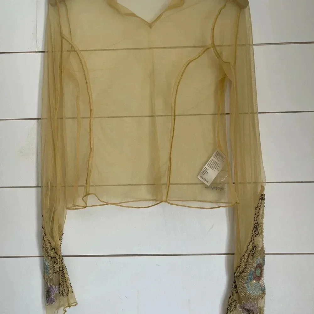 NWOT Free People Bali Posie Mesh Bead Embellished Cami Top